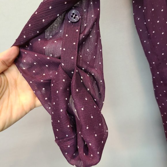 Susan Graver Shirt Long Sleeve Purple Button Down Sheer Blouse Womens Small - Picture 3 of 8